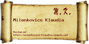 Milenkovics Klaudia névjegykártya